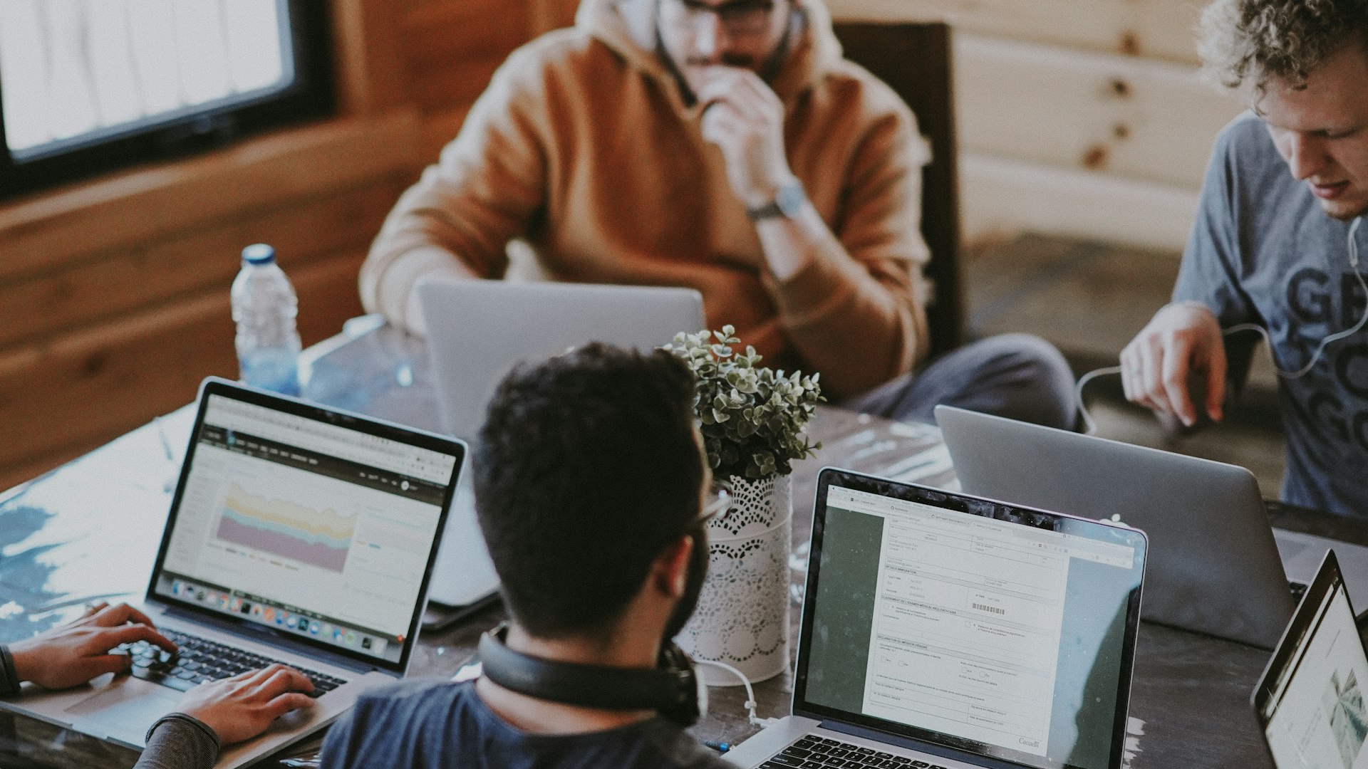 Diverse business team collaborating in modern office